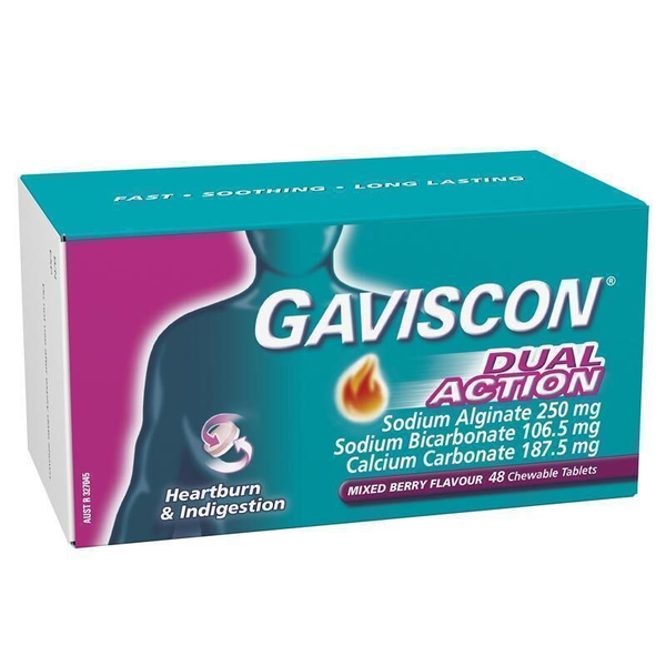 Gaviscon Dual Action Mixed Berry 48 Chewable Tablets 