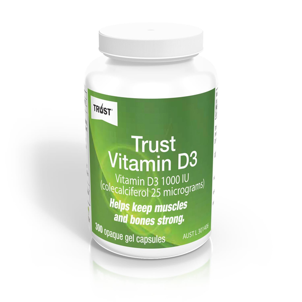 Trust Vitamin D3 1000IU 300 Opaque Gel Capsules Same as Ostelin