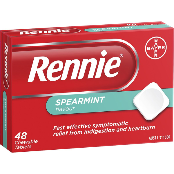Rennie Spearmint Flavour 48 Chewable Tablets