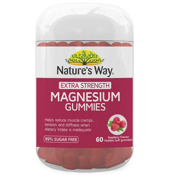 Nature's Way Extra Strength Magnesium Gummies 60 Raspberry Flavour Pastilles