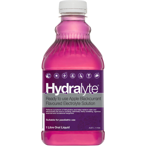 Hydralyte Ready To Use Apple Blackcurrant 1L Electrolyte Solution