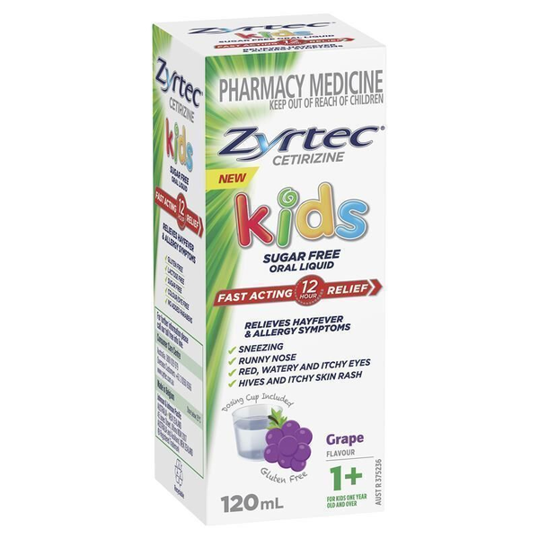 Zyrtec Kids Liquid Grape Flavour 120ml