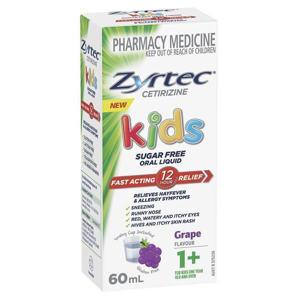 Zyrtec Kids Liquid Grape Flavour 60ml