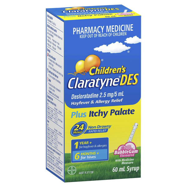 ClaratyneDES Children's Bubblegum Flavoured 60ml Syrup