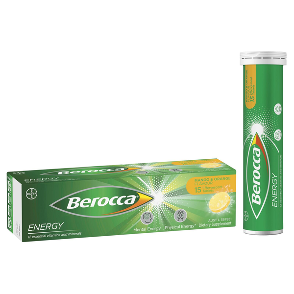 Berocca Energy Mango &amp; Orange 15 Effervescent Tablets