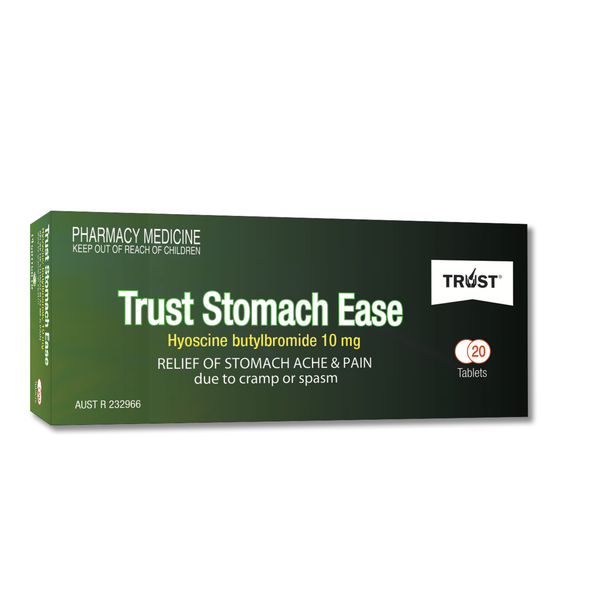 Trust Stomach Ease 10mg 20 Tablets Same as Buscopan
