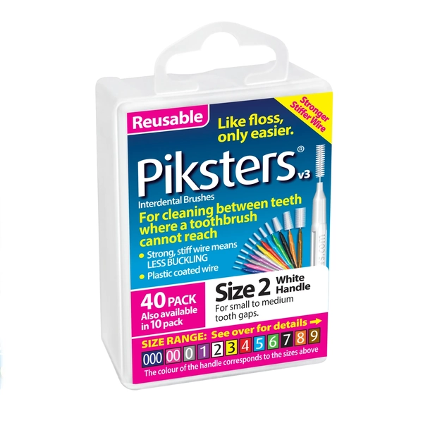 Piksters Interdental Brushes Size 2 White 40 Pack