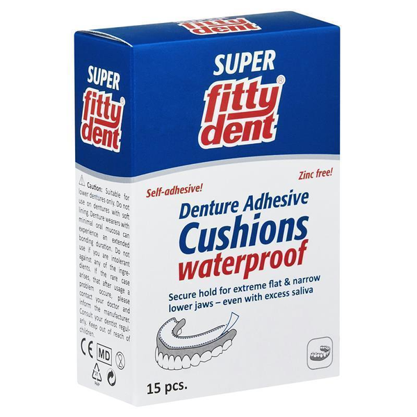 Super Fittydent Waterproof Denture Adhesive Cushions 15 Lowers