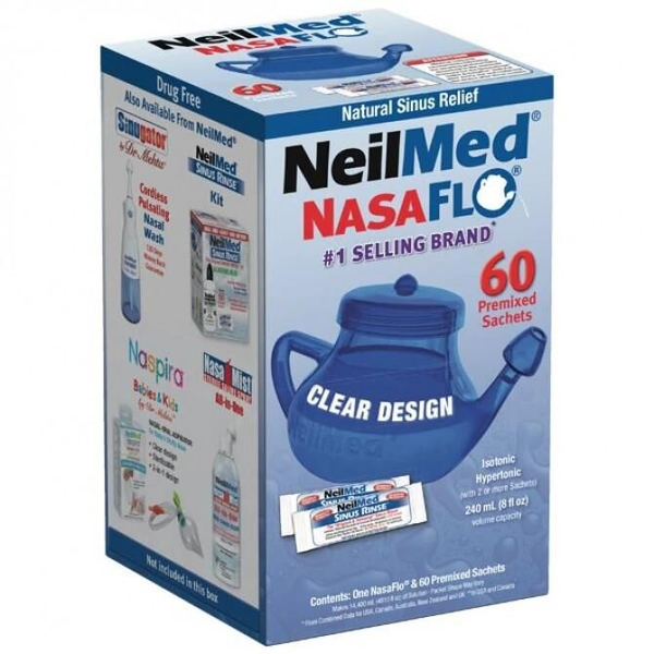 Neilmed Nasaflo Neti Pot + 60 Premixed Sachets