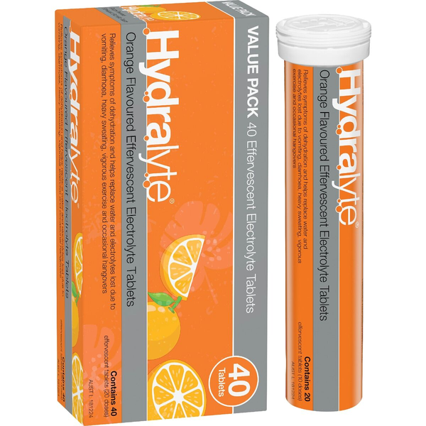 Hydralyte Orange 40 Effervescent Electrolyte Tablets