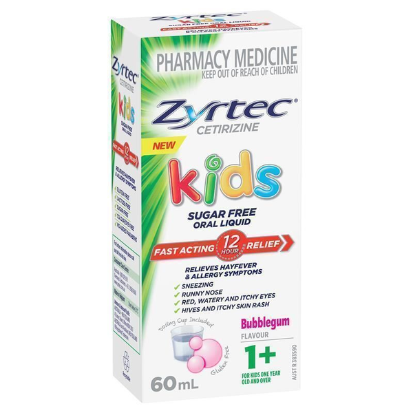 Zyrtec Kids Liquid Bubblegum Flavour 60ml