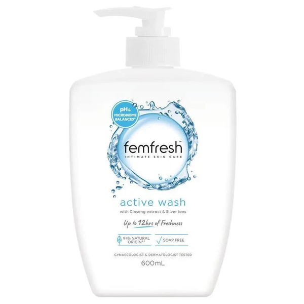 Femfresh Active Wash With Ginseng Extract &amp; Silver Ions 600ml