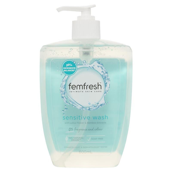 Femfresh Sensitive Wash With Lotus Flower &amp; Bamboo Extracts 600ml