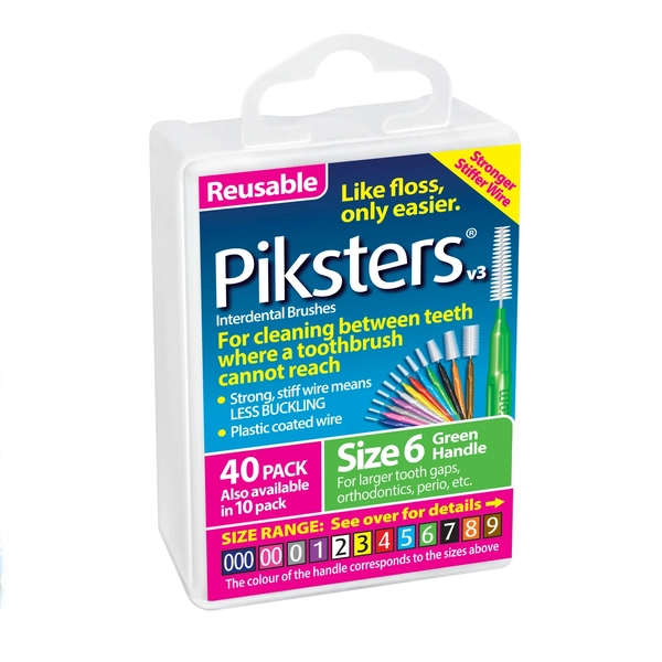 Piksters Interdental Brushes Size 6 Green 40 Pack