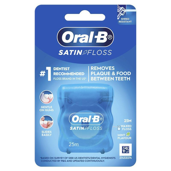 Oral B Satin Floss Waxed Mint 25m