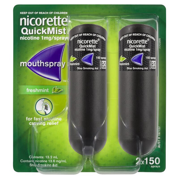 Nicorette QuickMist Mouth Spray Freshmint Duo Pack 2 x 150 Sprays
