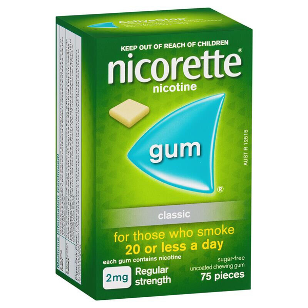 Nicorette Gum Classic Regular Strength 2mg 75 Chewing Gums