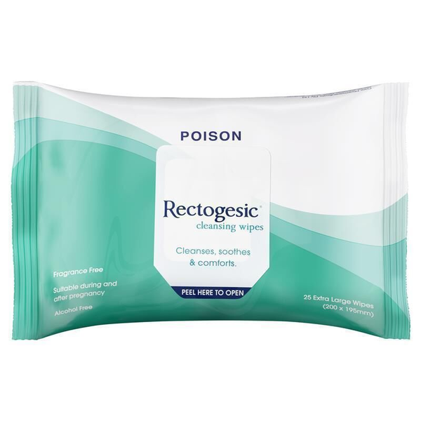 Rectogesic Cleansing Wipes 25 Extra Large Wipes