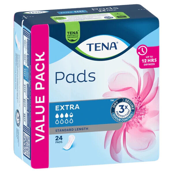 Tena Pads Extra Standard Length 24 Pads