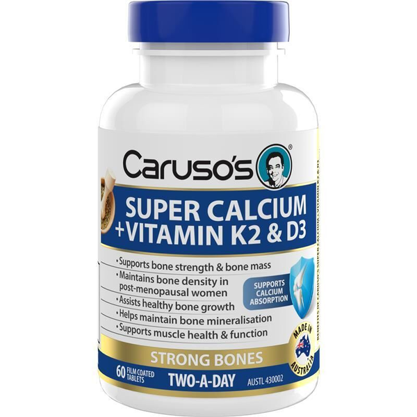 Caruso's Super Calcium + Vitamin K2 &amp; D3 60 Tablets