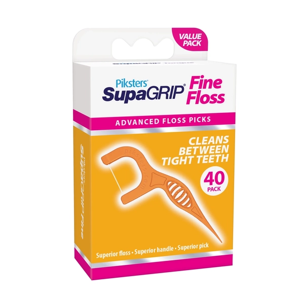 Piksters SupaGRIP Fine Floss Advanced Floss Picks 40 Pack