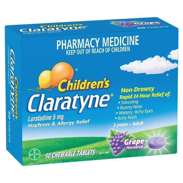 Claratyne Children's 5mg Grape Flavoured 50 Chewable Tablets