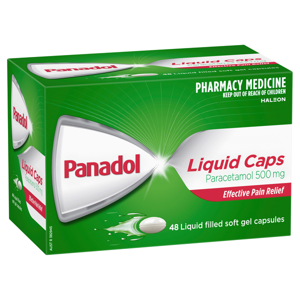 Panadol Liquid Caps 500mg 48 Soft Gel Capsules