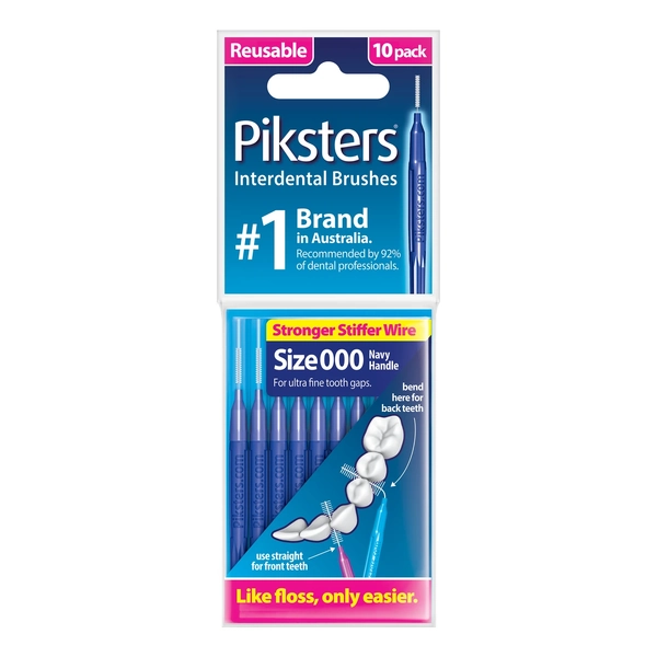 Piksters Interdental Brushes Size 000 Navy 10 Pack