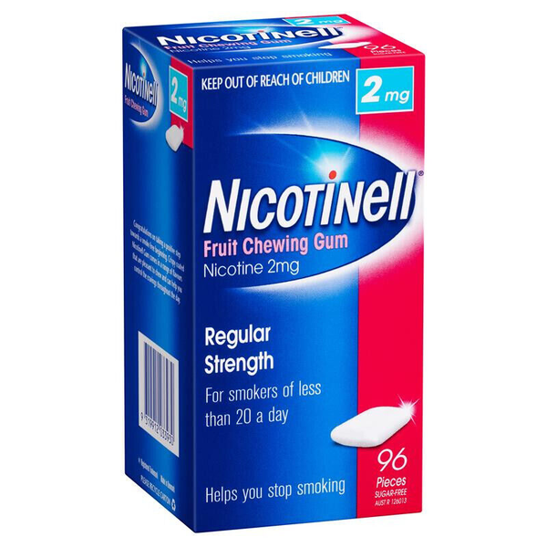 Nicotinell Regular Strength 2mg Fruit Chewing Gum 96 Pieces
