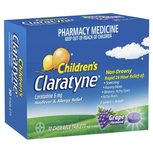 Claratyne Children's 5mg Grape Flavoured 30 Chewable Tablets