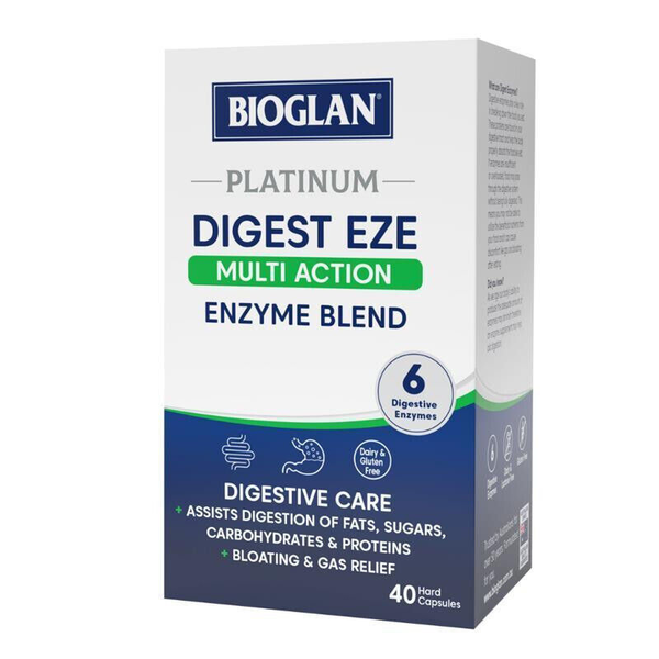 Bioglan Platinum Digest Eze Multi Action Enzyme Blend 40 Hard Capsules