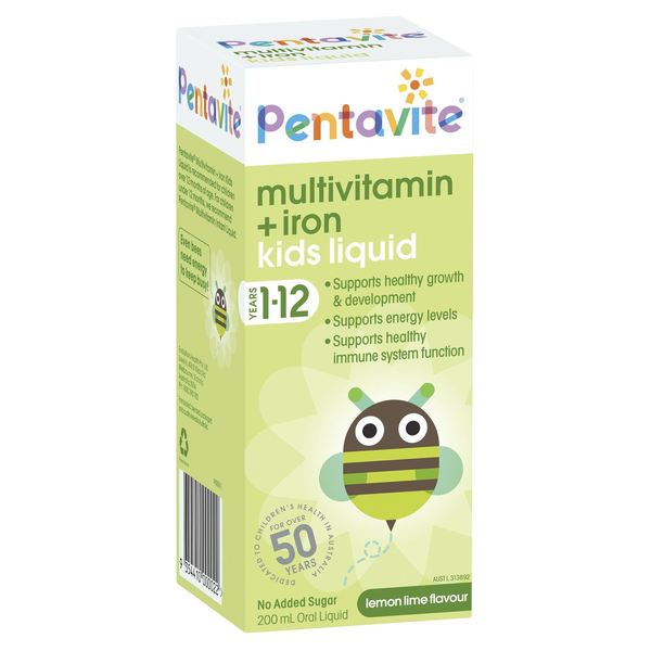 Pentavite Multivitamin + Iron Liquid For Kids 200ml