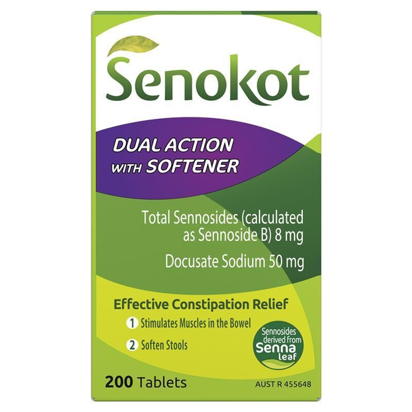 Senokot Dual Action With Softener 200 Tablets