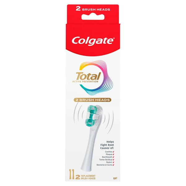 Colgate Total Active Prevention Replacement Soft Brush Heads 2 Pack