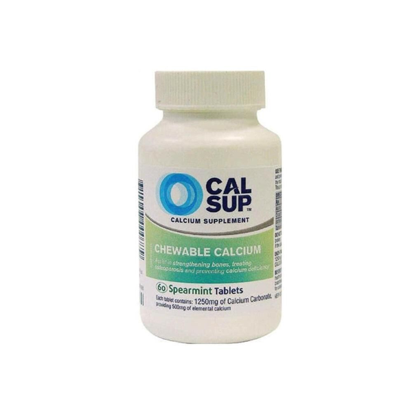 Cal Sup Calcium Supplement 60 Spearmint Chewable Tablets 