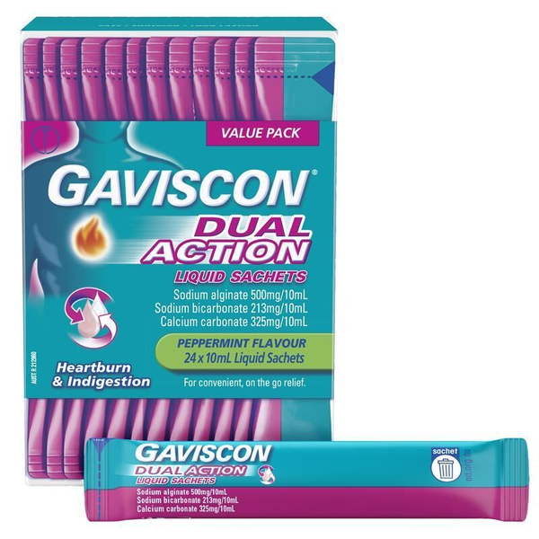 Gaviscon Dual Action Peppermint Flavour 10ml X 24 Sachets