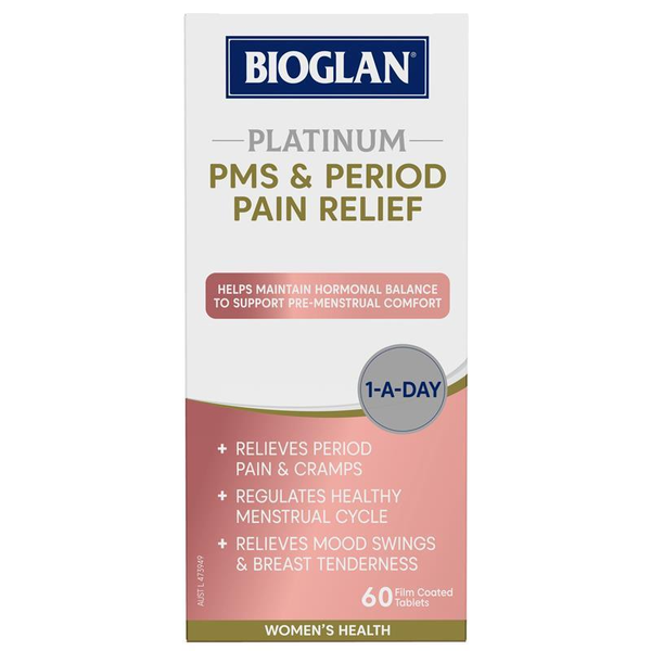 Bioglan Platinum PMS &amp; Period Pain Relief 60 Tablets