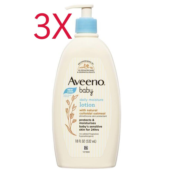 3X Aveeno Baby Daily Moisture Lotion 523ml