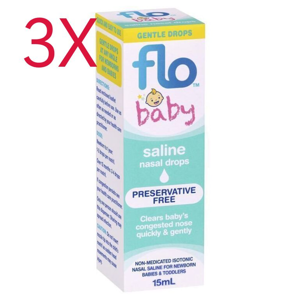 3X Flo Baby Saline Nasal Drops 15ml