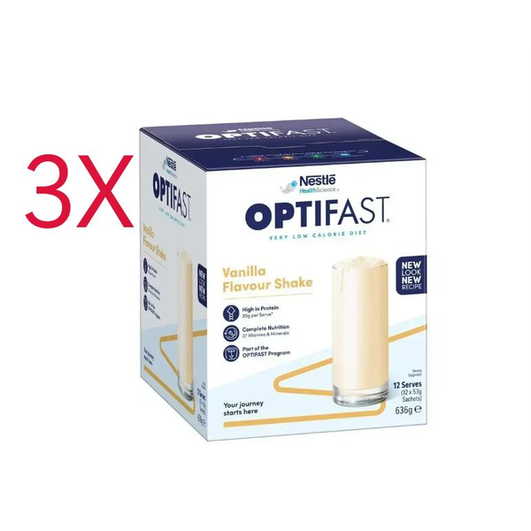 3X Optifast VLCD Shake Vanilla 12 x 53g Sachets