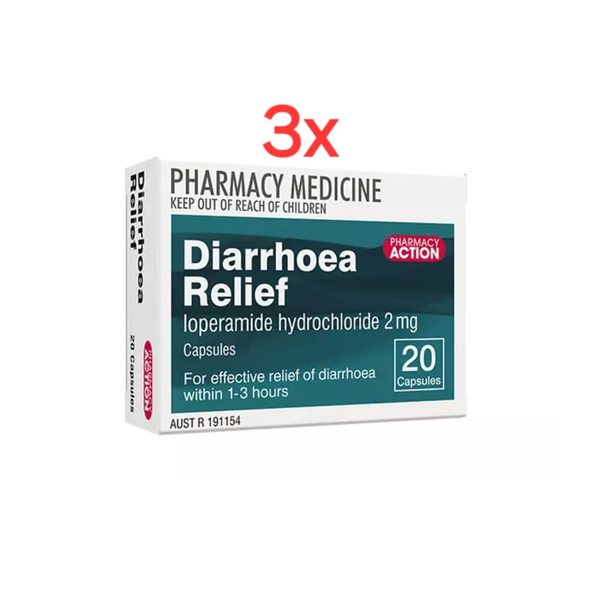 Pharmacy Action Diarrhoea Relief 60 Capsules Same as Imodium