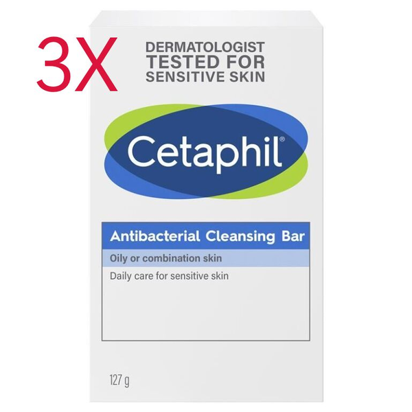 3X Cetaphil Antibacterial Cleansing Bar 127g