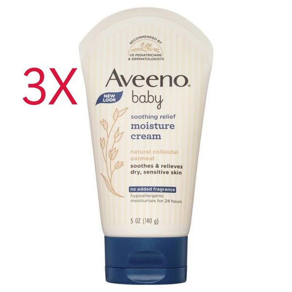 3X Aveeno Baby Soothing Relief Moisture Cream 140g