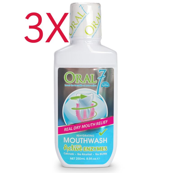 3X Oral 7 Rehydrating Mouthwash With Active Enzymes 250ml Real Dry Mouth Relief