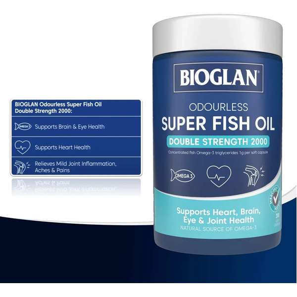 Bioglan Odourless Super Fish Oil Double Strength 200 Capsules