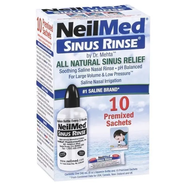 NeilMed Sinus Rinse Starter Kit Bottle + 10 Premixed Sachets