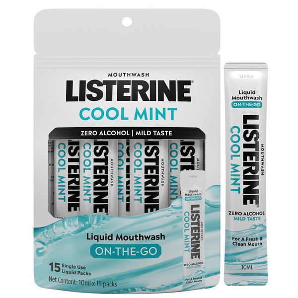 Listerine Cool Mint Mouthwash Zero Alcohol 10ml x 15 Packs