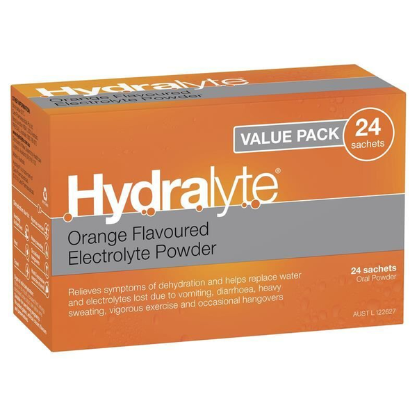Hydralyte Orange 24 Electrolyte Powder Sachets