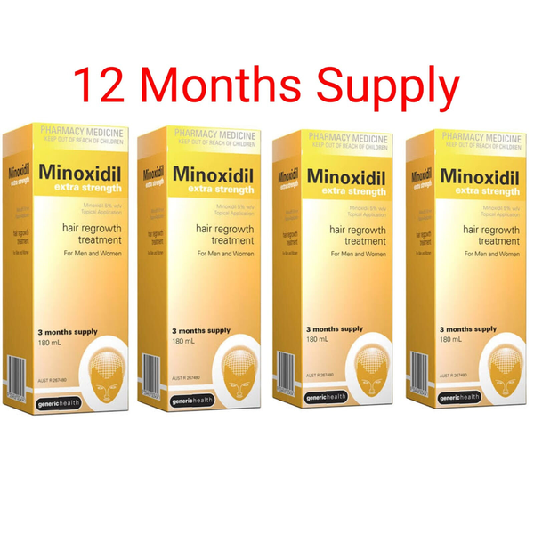 4X Minoxidil 5% Hair Regrowth Treatment 12M Supply Same as Regaine
