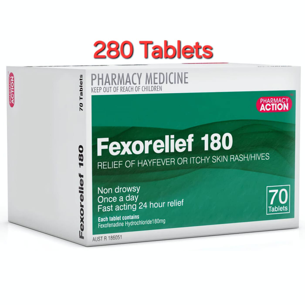 Pharmacy Action Fexorelief 180mg 280 Tablets Same as Telfast 180mg